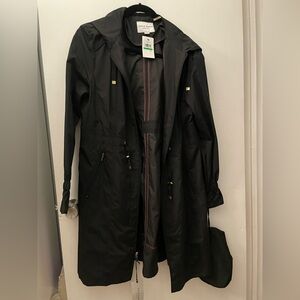 Cole Haan Black Hooded Trench Coat